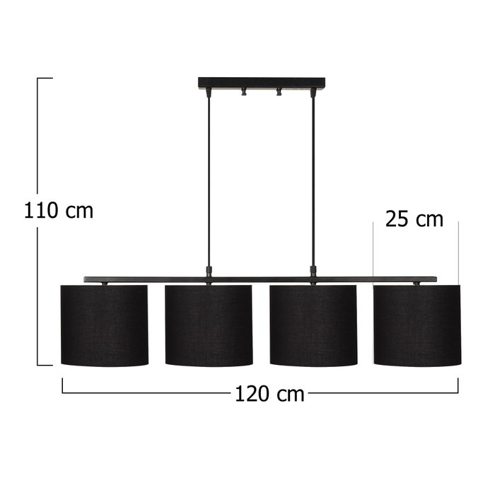 Opviq Valiz - 4711 Lámpara de araña negra con altura ajustable